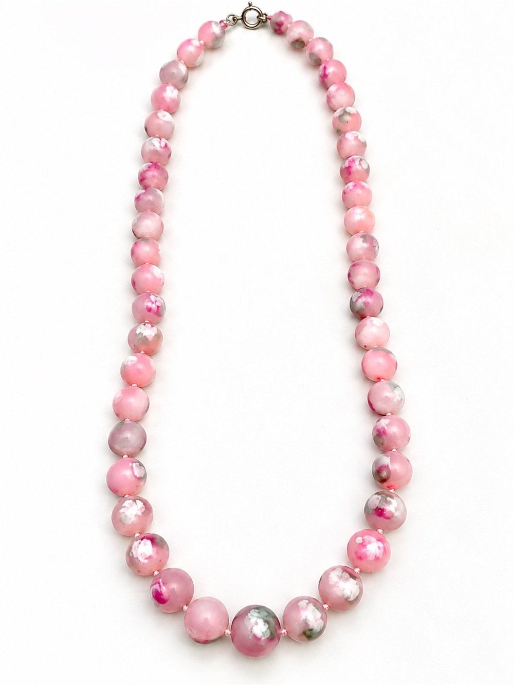 Vintage Pink Hand Painted Beaded Necklace